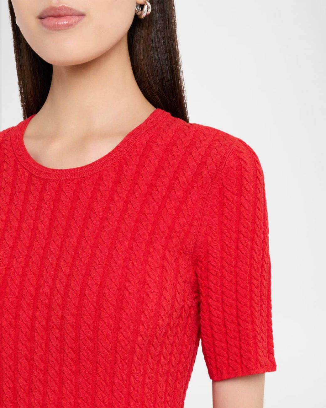 Jason Wu Red Cable-Knit Midi Sweater Dress