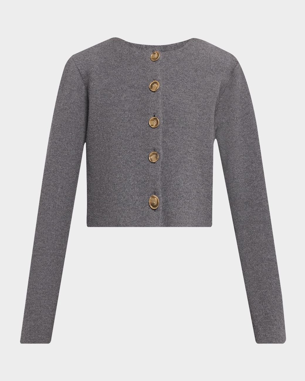 Brandon Maxwell Gray Ryder Wool Knit Crop Jacket