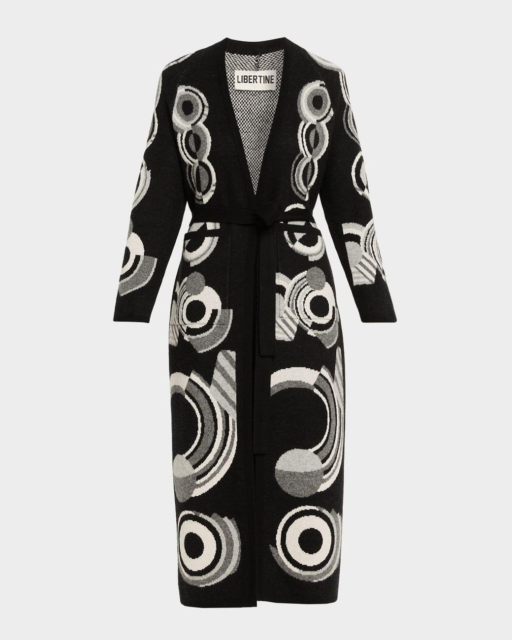 Libertine Sonia Long Belted Cashmere Cardigan in Black | Lyst