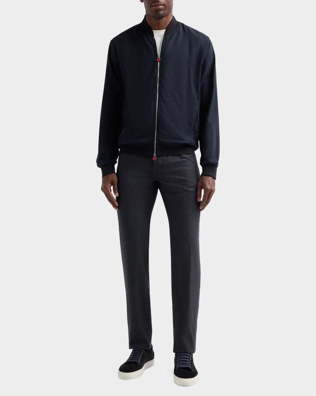 Kiton Blue Cotton Jersey Zip-Front Jacket for men