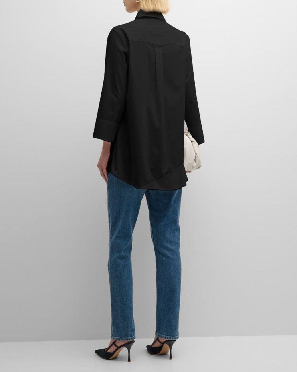 Finley Black Jenna Button-Down Ruffle Poplin Top