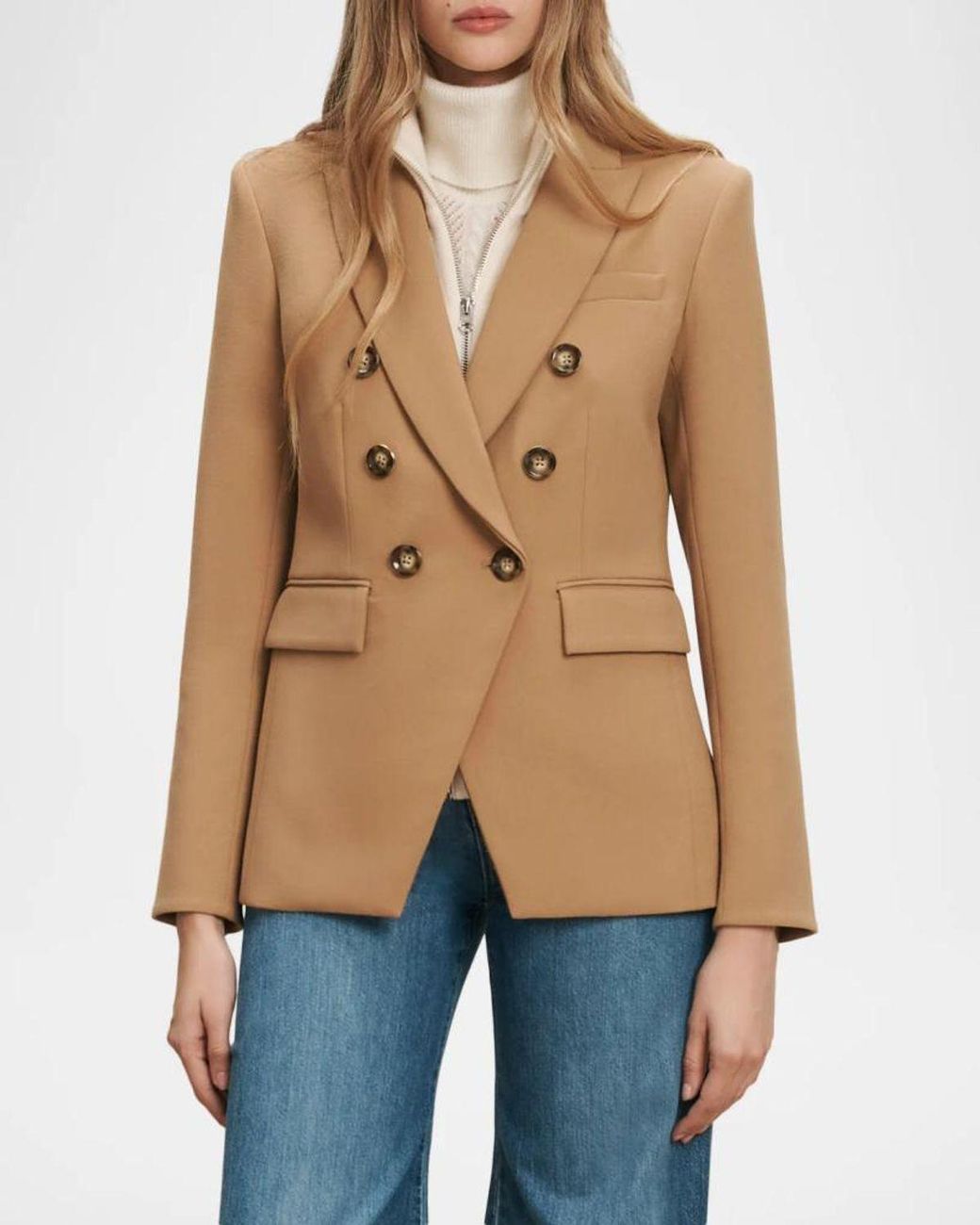 Veronica Beard Natural Miller Double-Breasted Dickey Jacket
