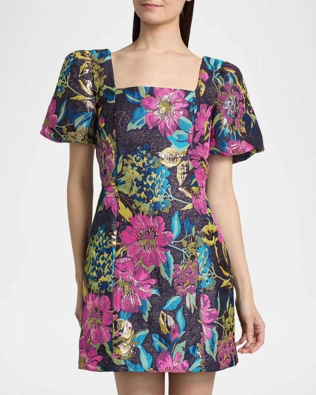 Lilly Pulitzer Booker Brocade Floral Minidress in Blue | Lyst