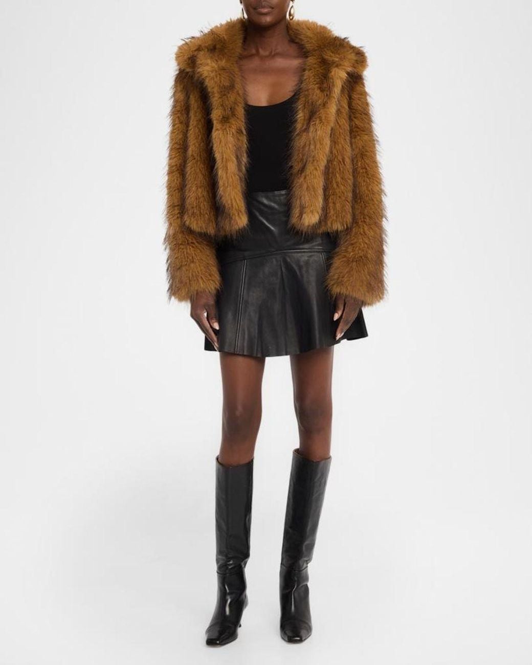 Ba&sh Black Seva Leather Mini Peplum Skirt