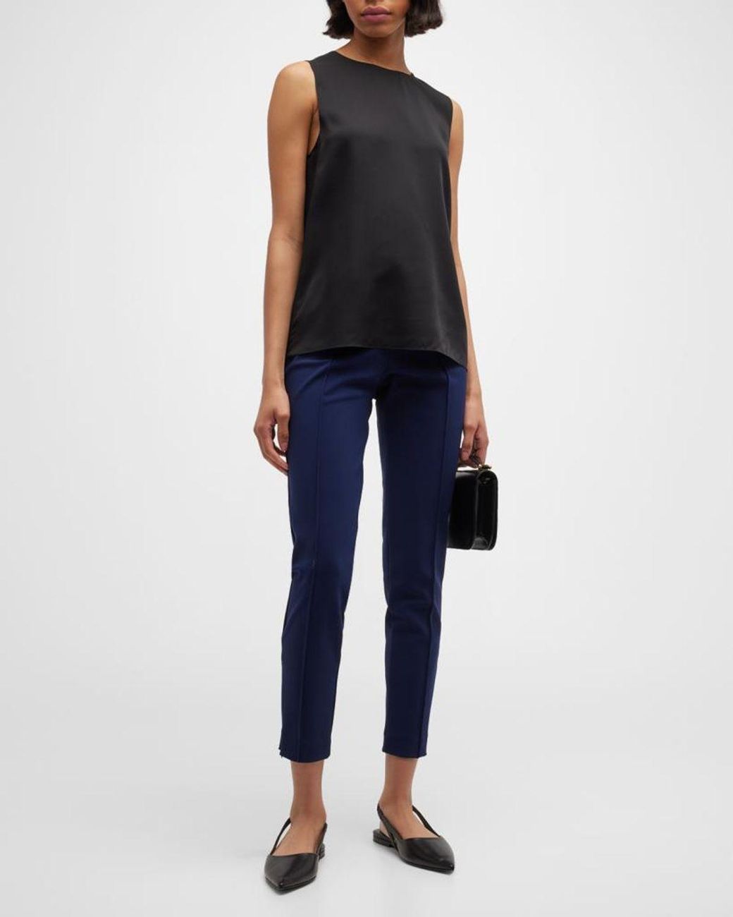 Theory Black Silk Straight Shell Top