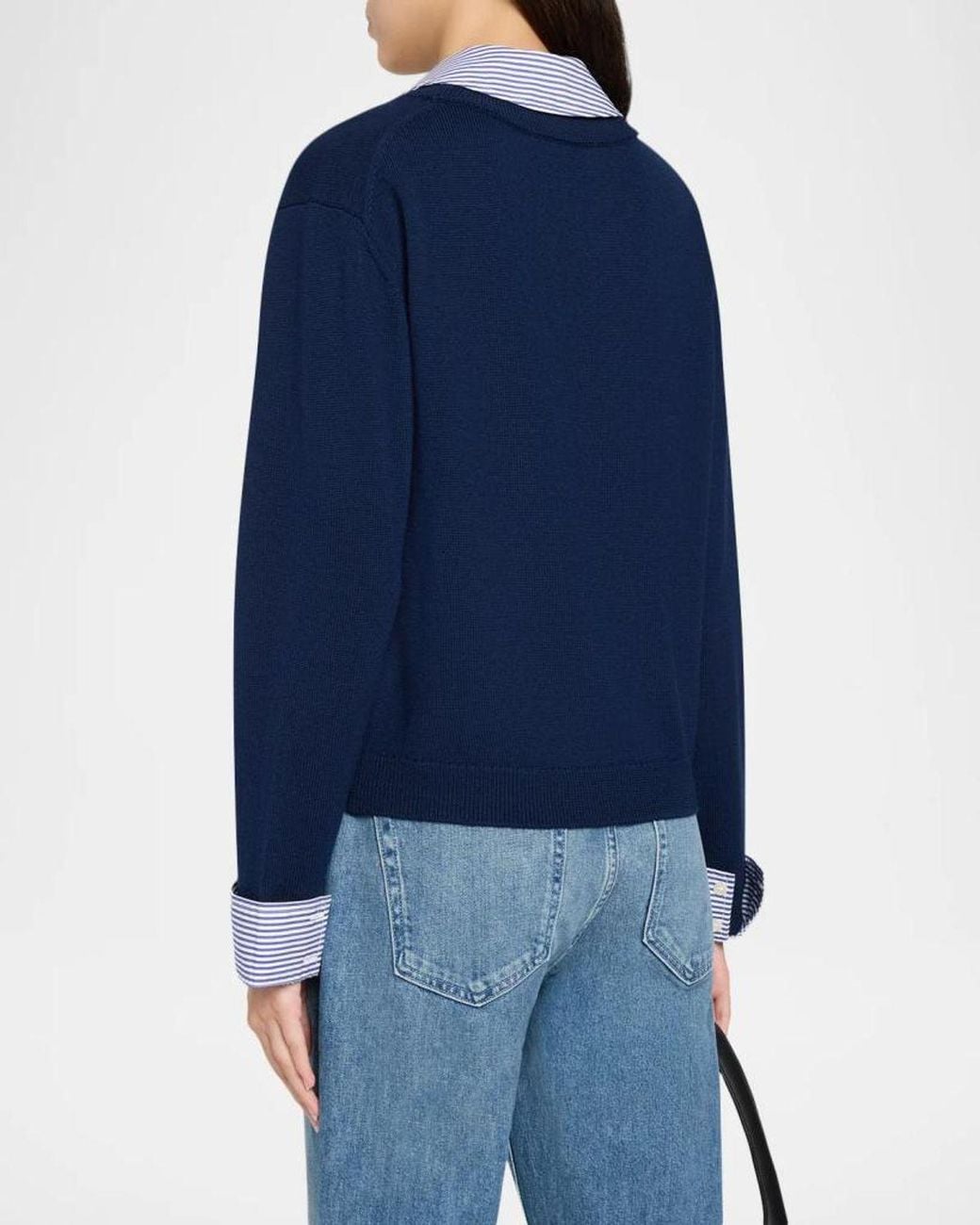 Tanya Taylor Esme Long-Sleeve Combo Polo Sweater in Blue | Lyst