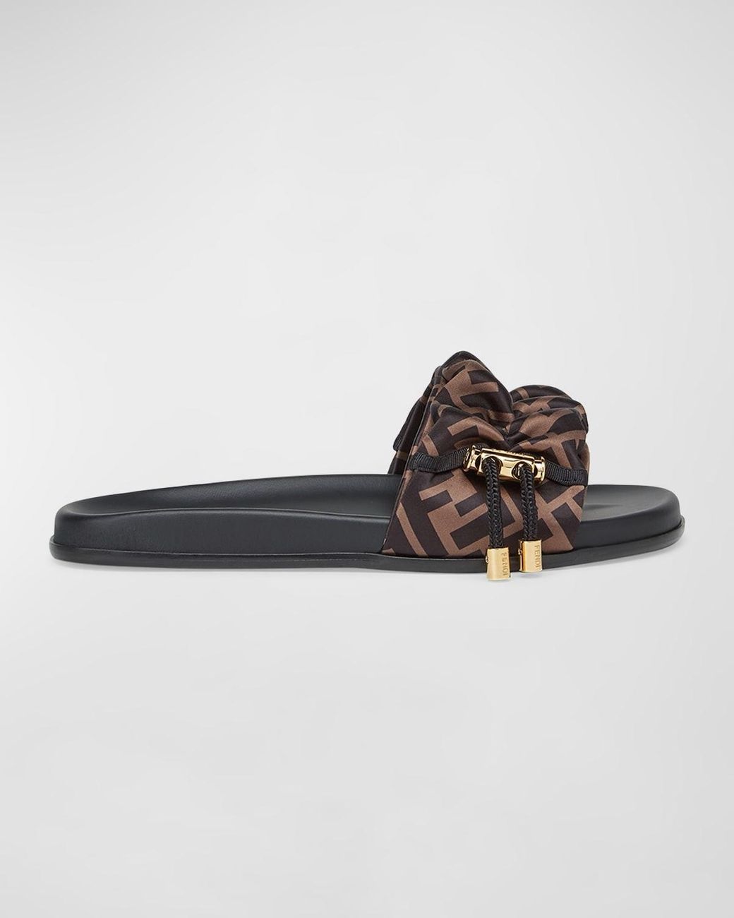 Fendi Logo Slide Sandals in Brown | Lyst Fendi Logo Slide Sandals in Brown | Lyst