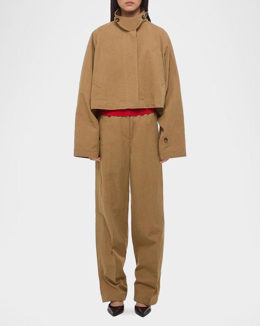 Helmut Lang Natural Cropped Trench Jacket
