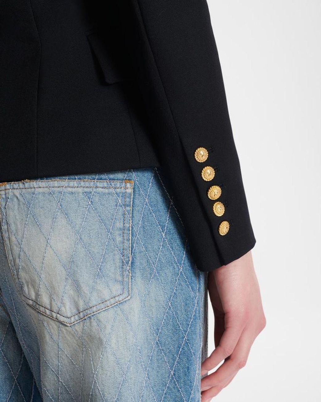 Balmain Black 6-Button Fitted Wool Jacket