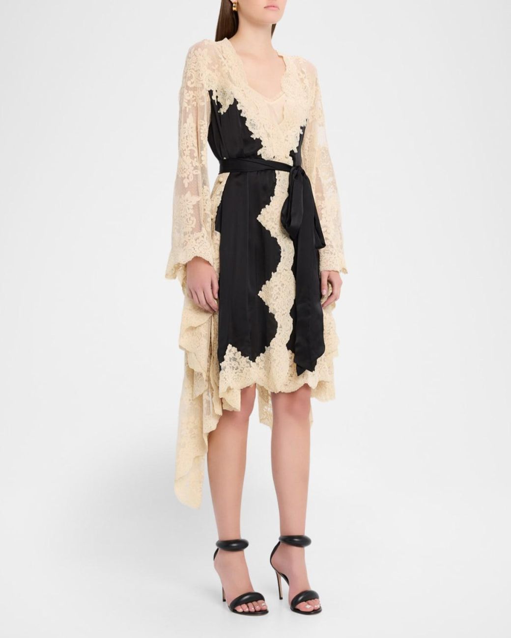 Zimmermann Hypnotic Lace Satin Wrap Dress in Black | Lyst Zimmermann Hypnotic Lace Satin Wrap Dress in Black | Lyst