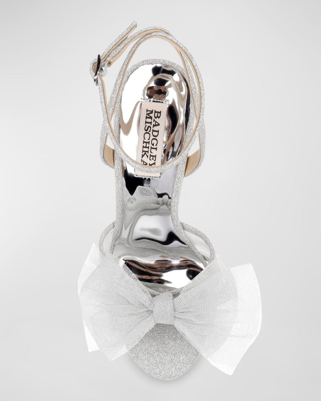 Badgley Mischka White Sophie Tulle-Bow Platform Sandals