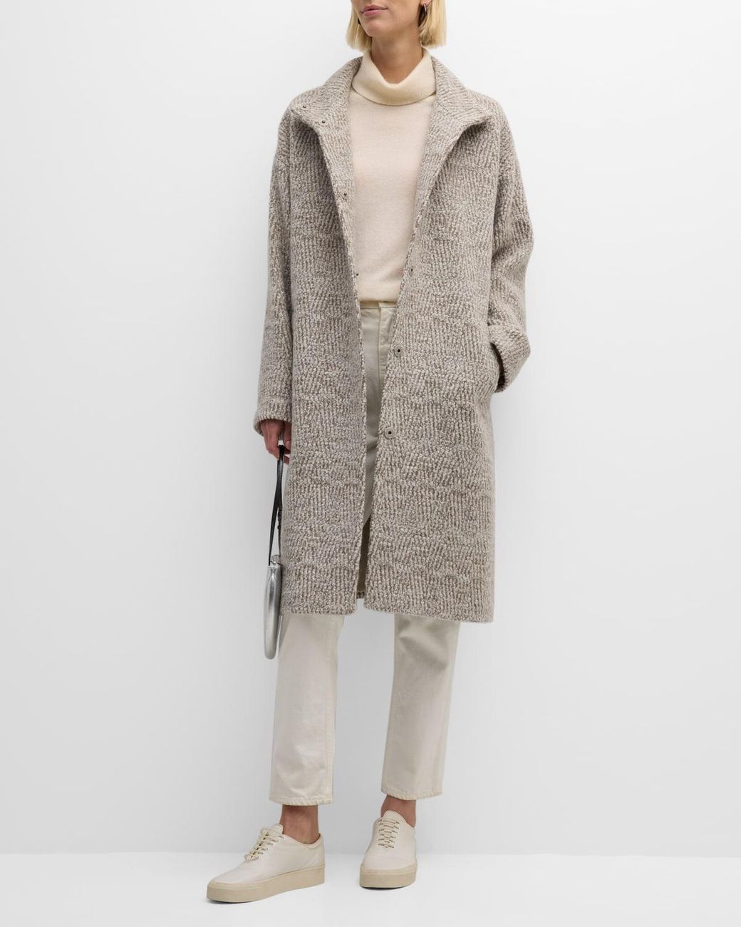 Eileen Fisher Petite Snap-front Alpaca Jacquard Coat in Gray | Lyst Eileen Fisher Petite Snap-front Alpaca Jacquard Coat in Gray | Lyst
