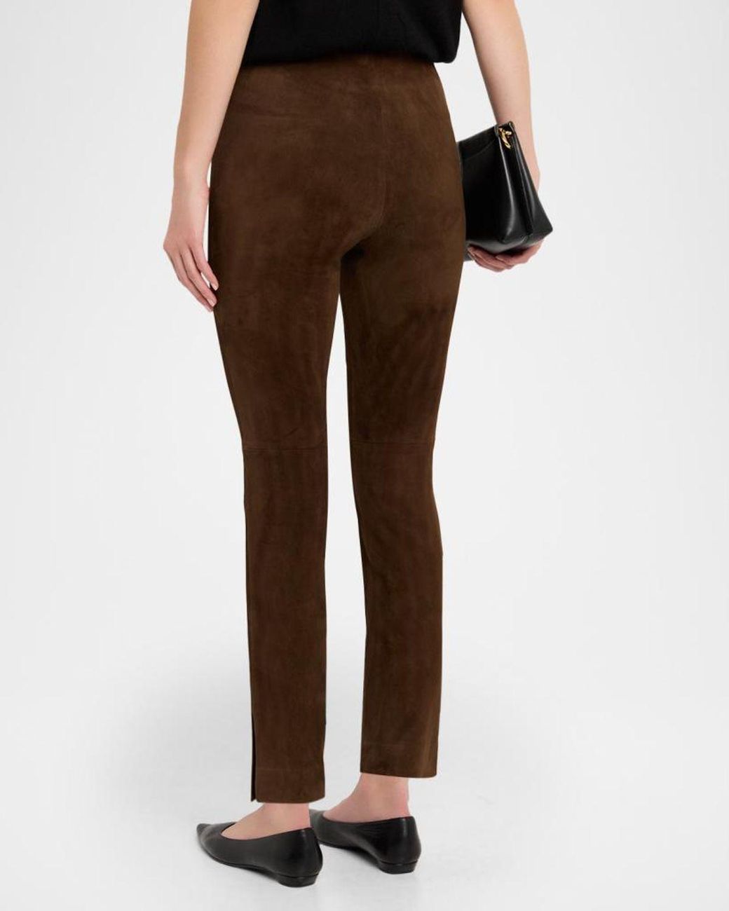 Vince Brown Suede Split-Hem Cropped Pant