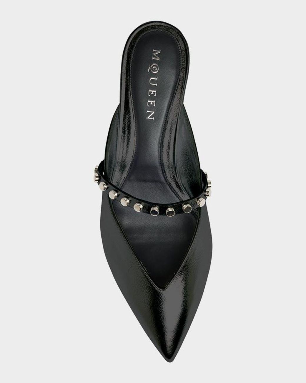 McQueen Black Studded Strap Mules