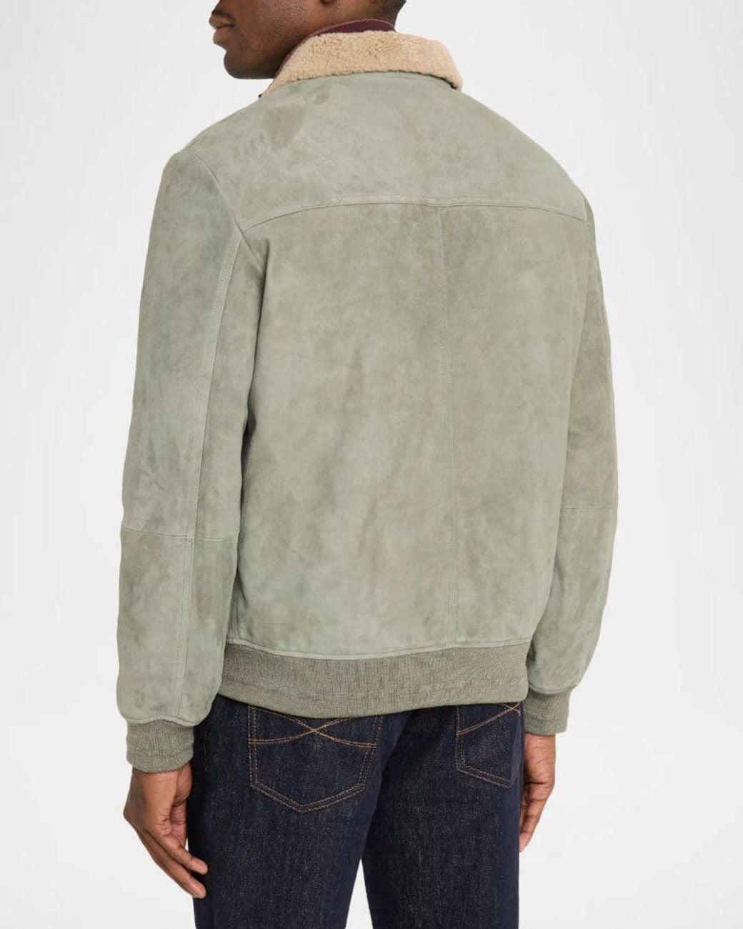 Canali Green Apos;S Shearling-Collar Suede Jacket for men