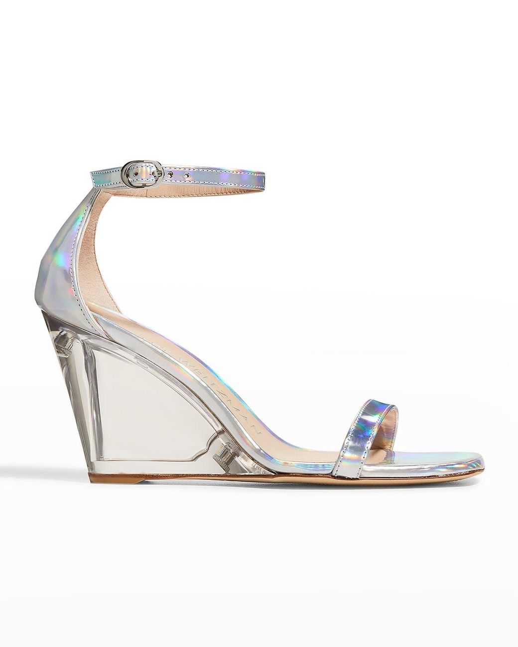 Stuart Weitzman Nudistlucite Holographic Clear-wedge Sandals in White ...