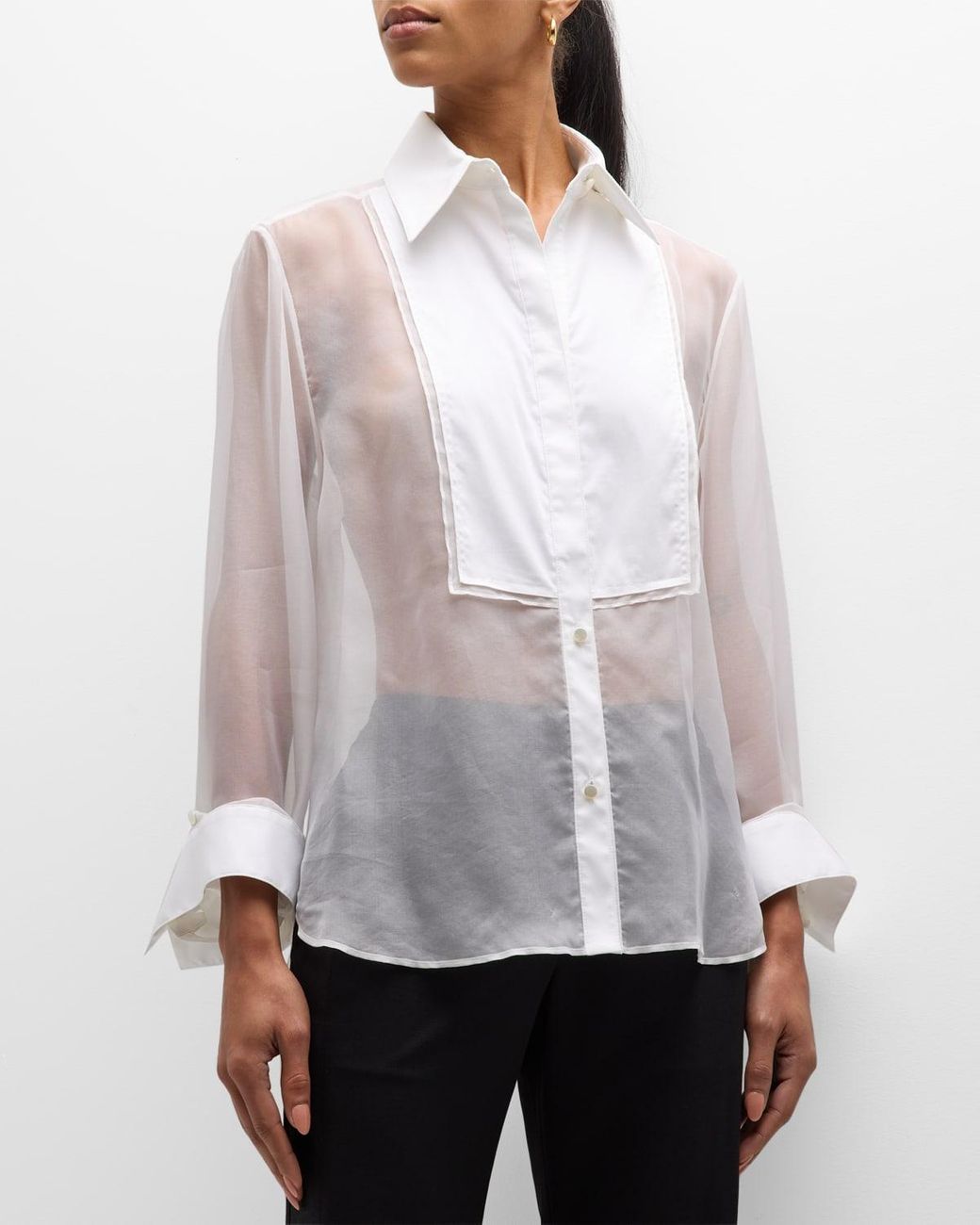 Twp Then Again Silk Organza Tuxedo Shirt in White | Lyst