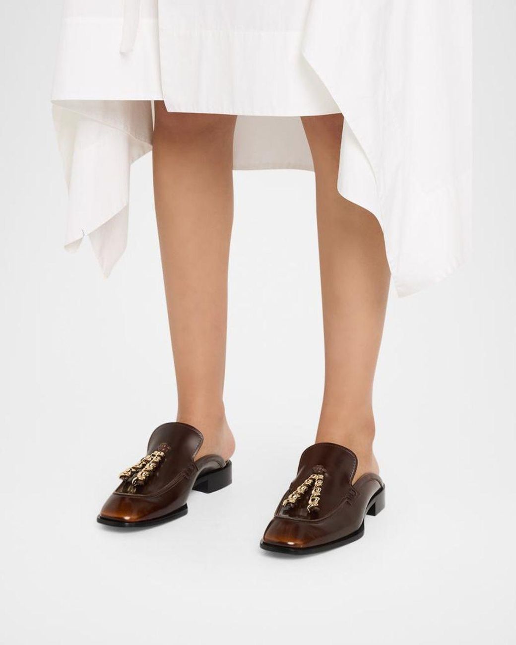 Loewe Brown Edge Leather Loafer Mules