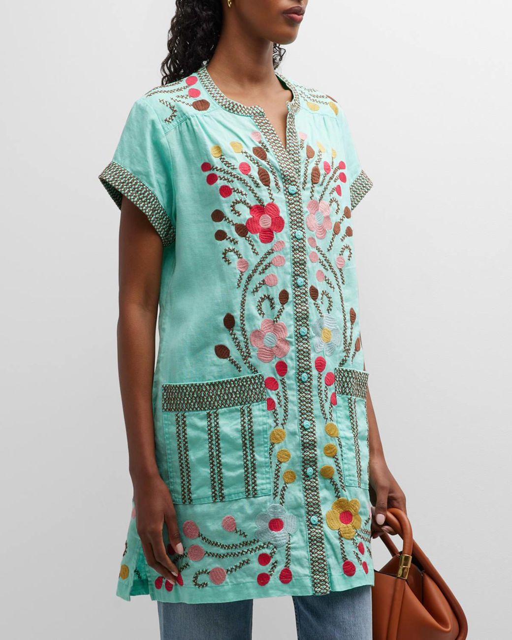 Johnny Was Joni Weekend Tunic With Embroidered Detail in Green Lyst