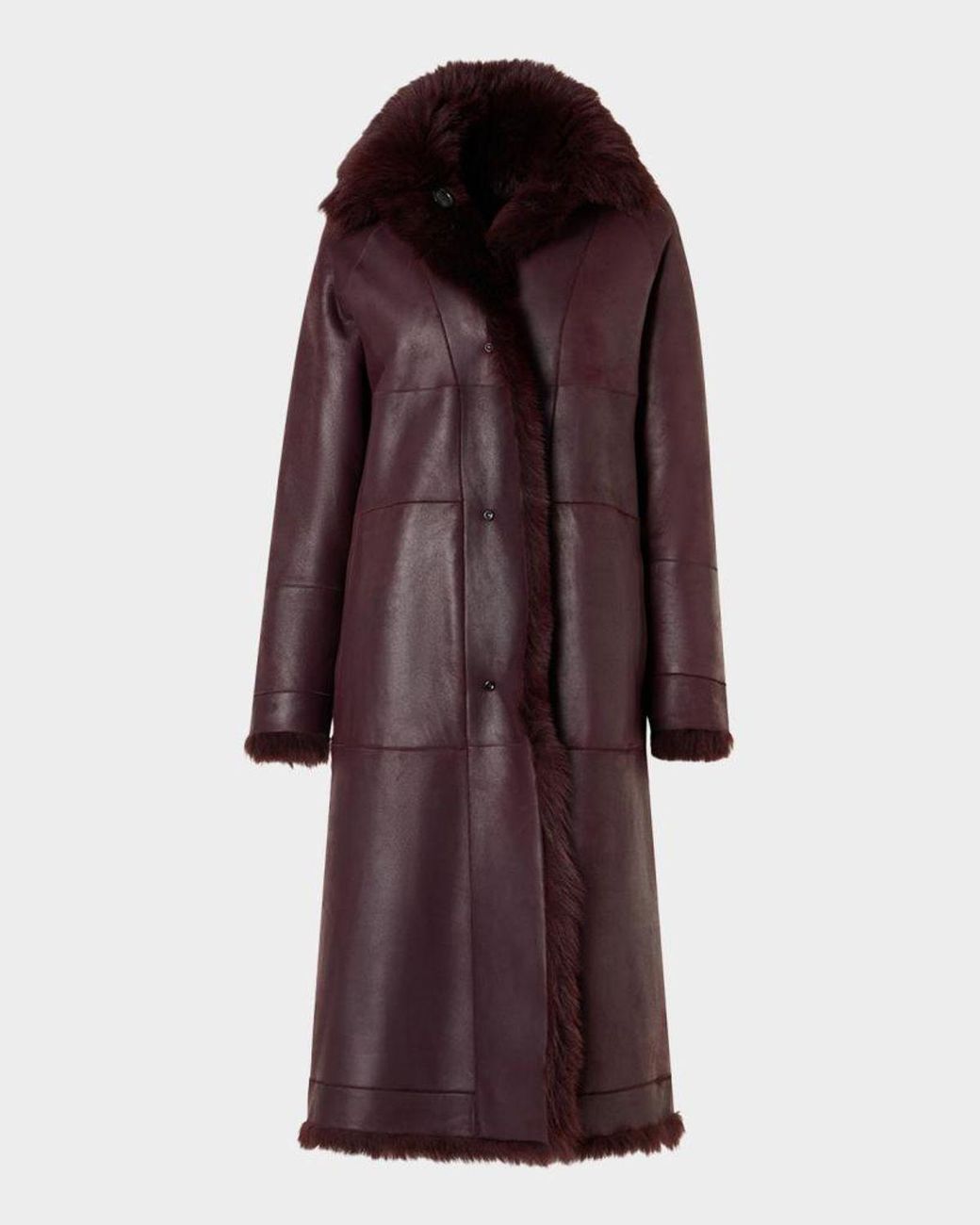 Akris Red Lamb Shearling Reversible Long Coat