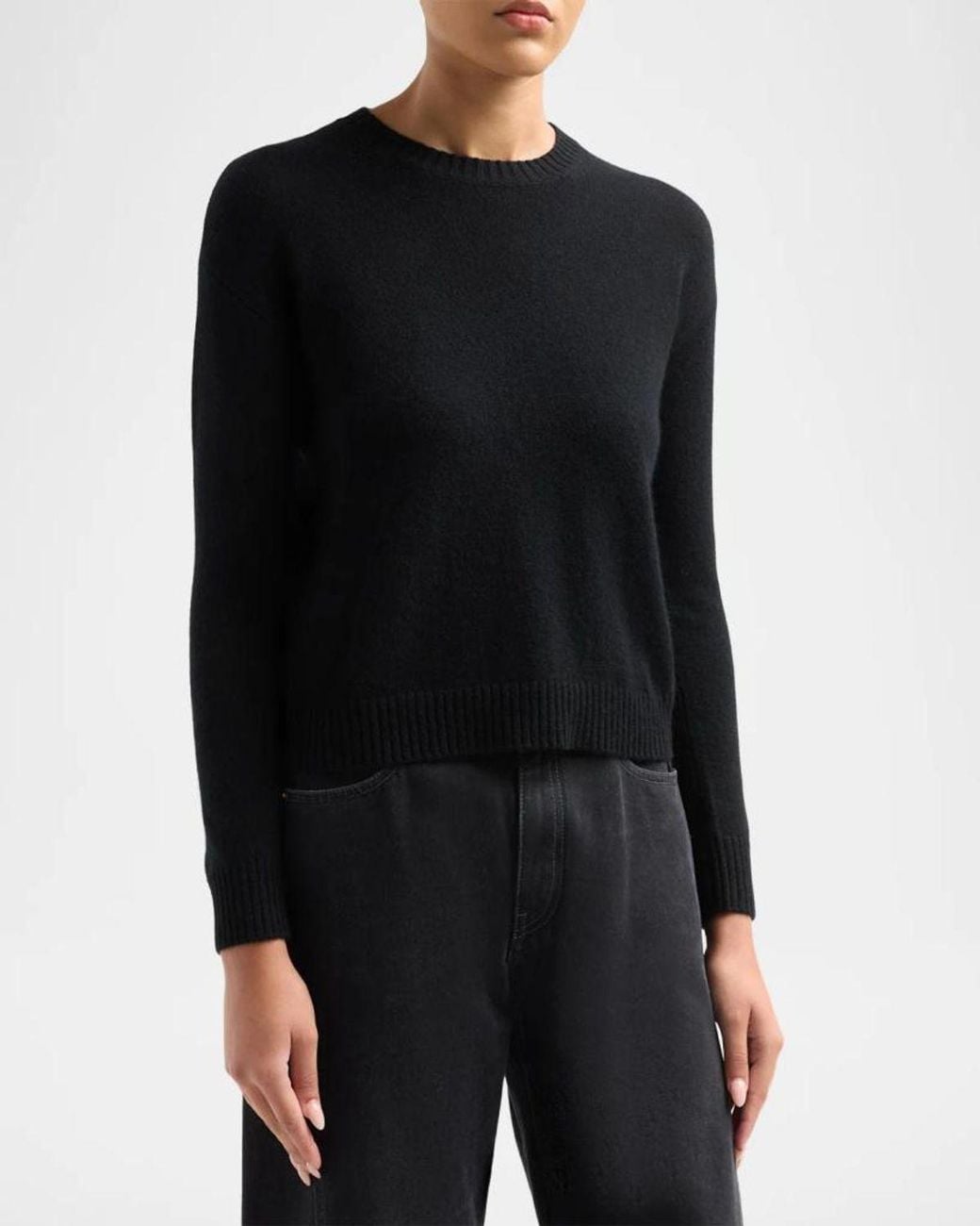 Neiman Marcus Black Basic V-Neck Cashmere Cardigan