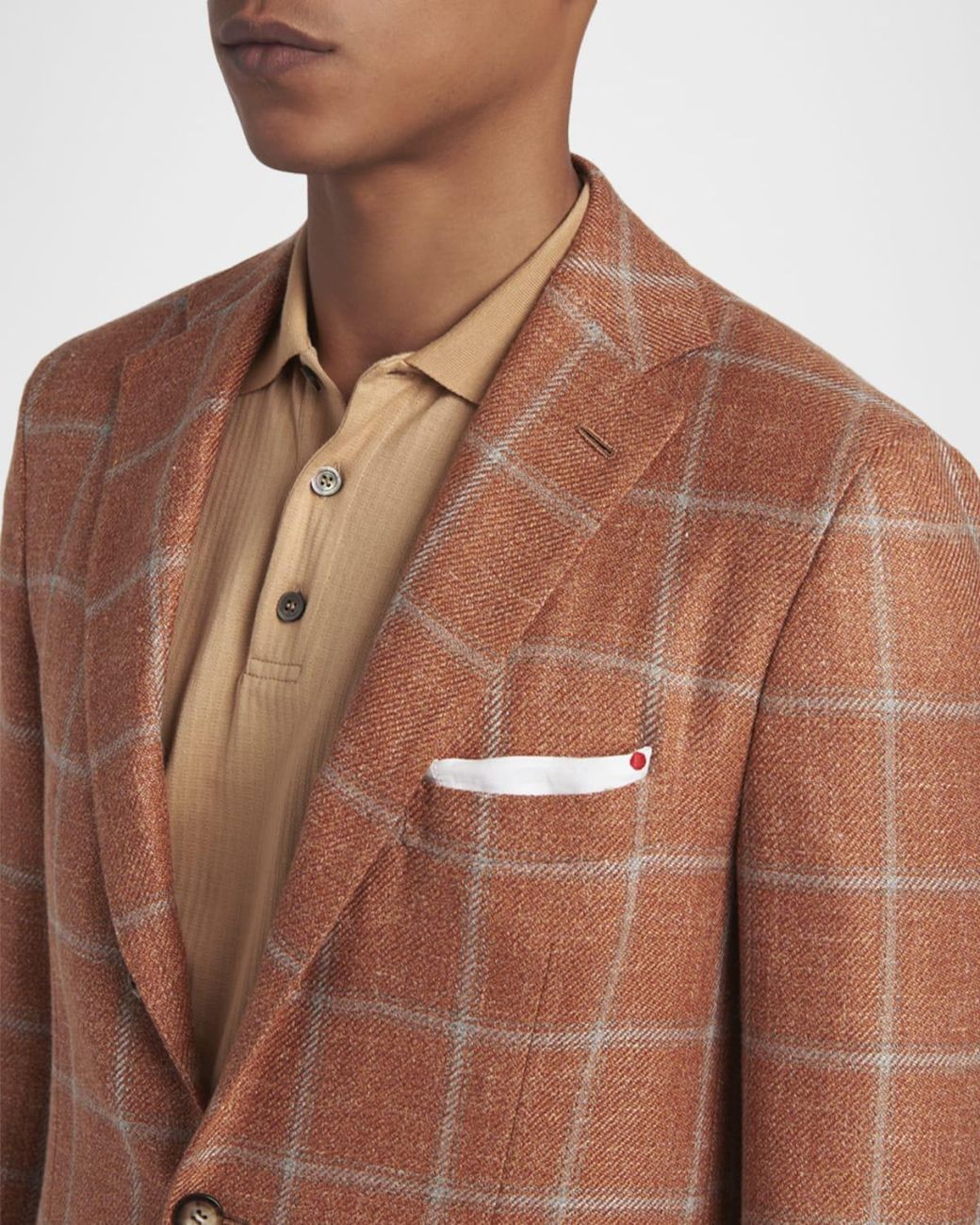 Kiton Brown Apos;S Windowpane Check Cashmere-Blend Blazer for men