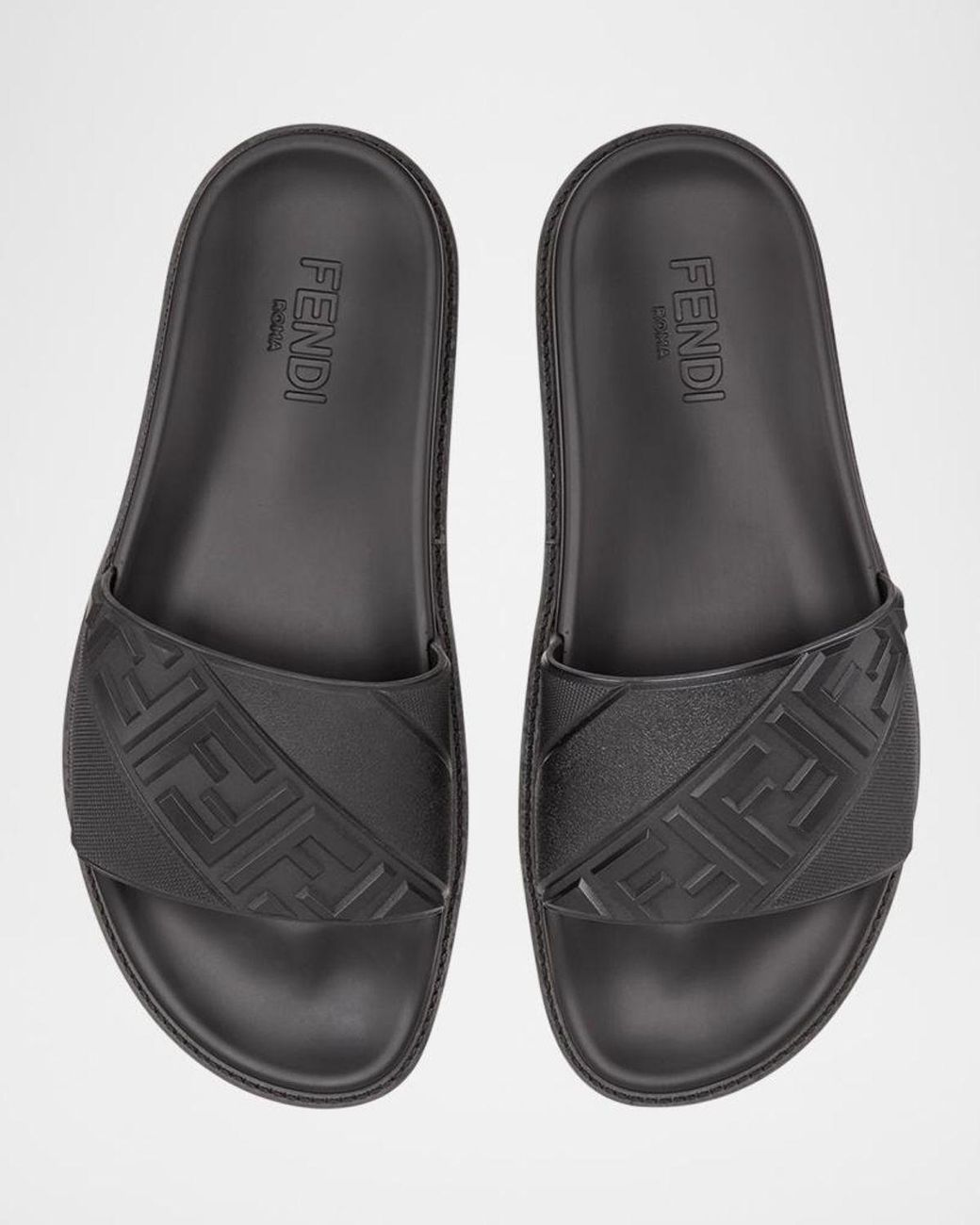 Fendi Black Apos;S Ff Logo Slide Sandals for men