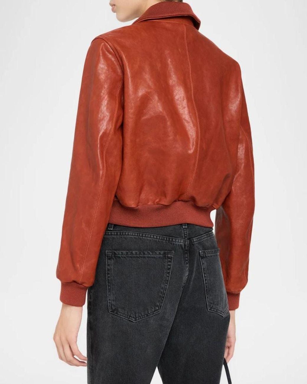 FRAME Red The Ace Leather Jacket