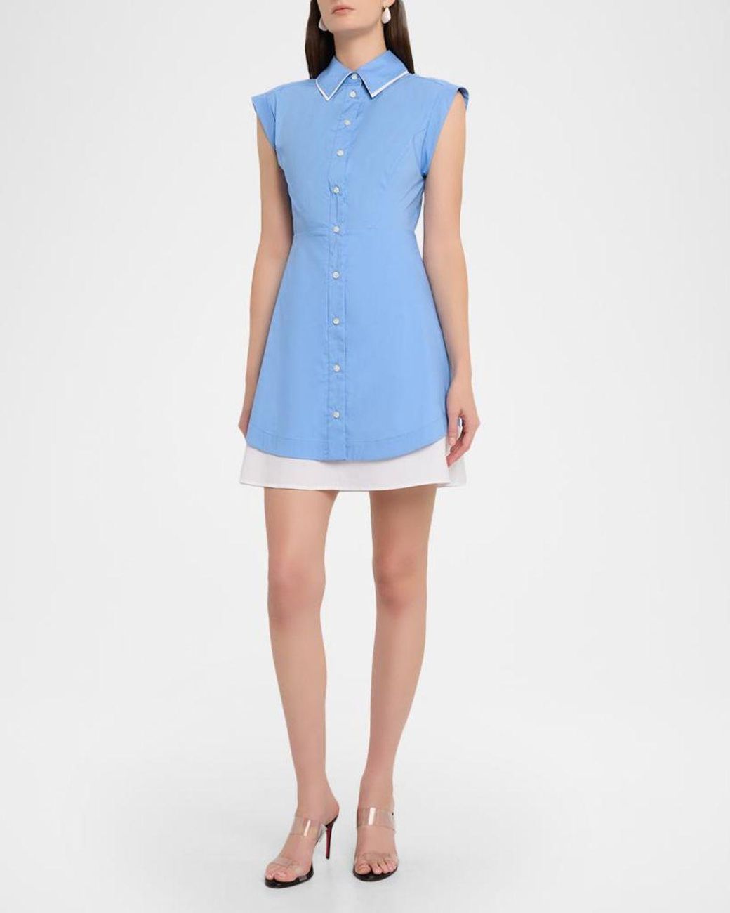 Veronica Beard Blue Westcott Button-Front Mini Dress