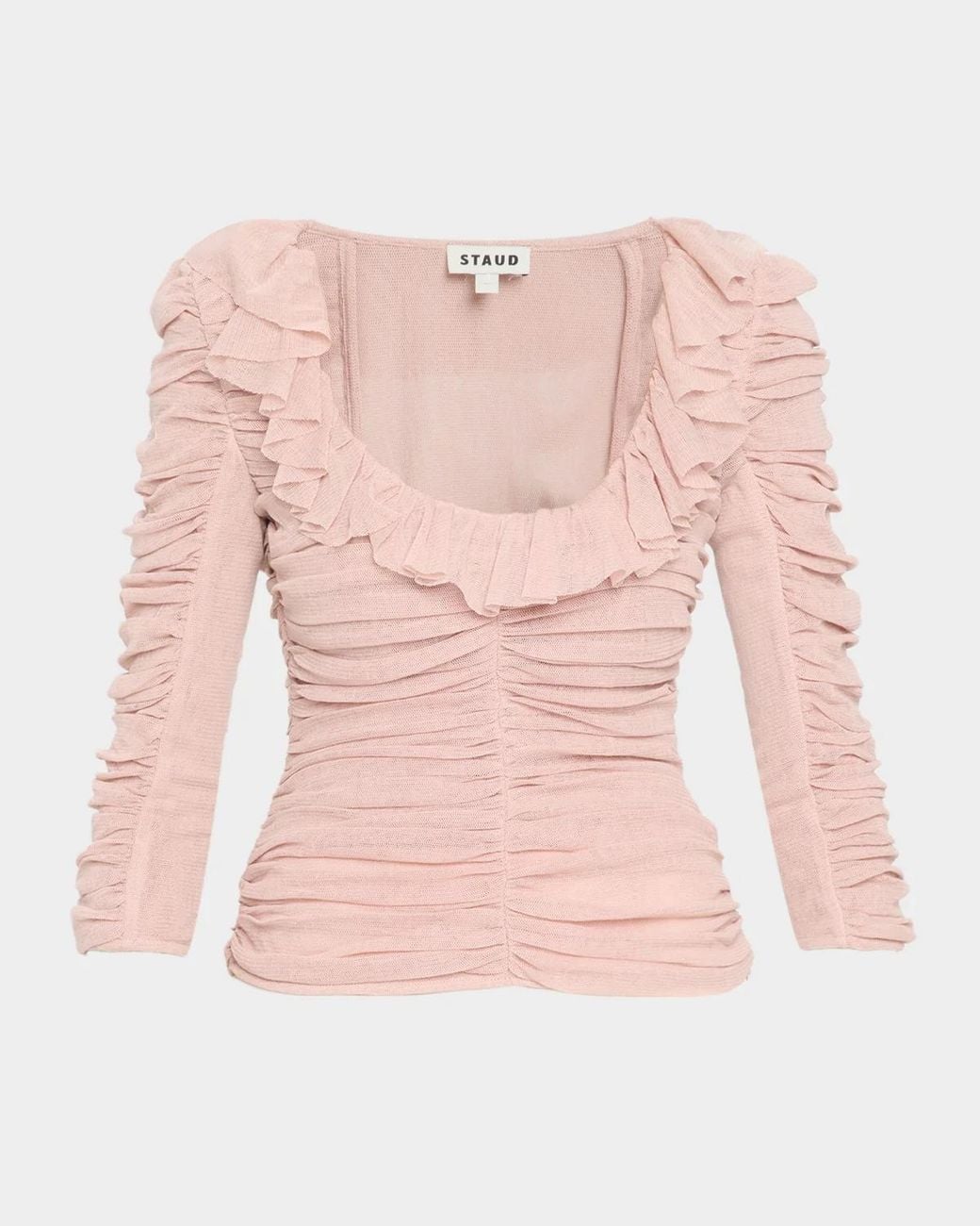 Staud Pink Gretta Ruffled Top