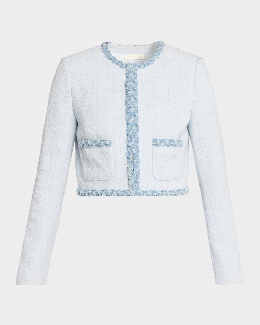 LoveShackFancy Blue Azula Tweed Jacket