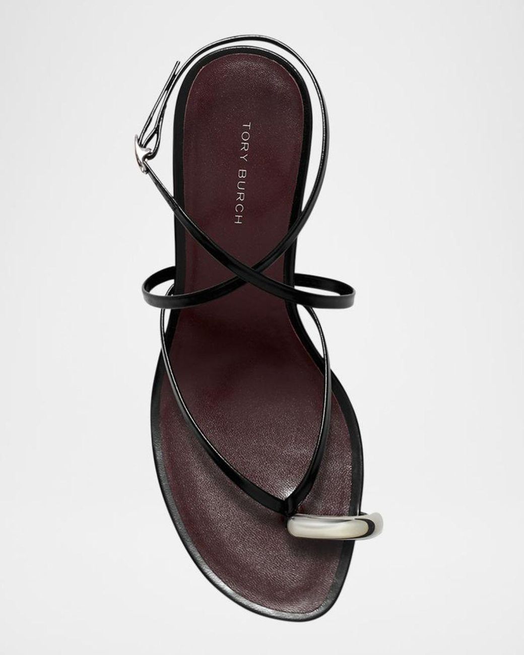 Tory Burch Black Pierced Multi-Strap Heeled Sandal