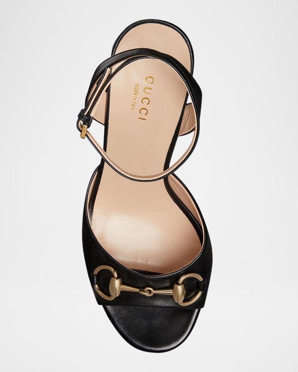 Gucci Black Leather Horsebit Platform Sandals