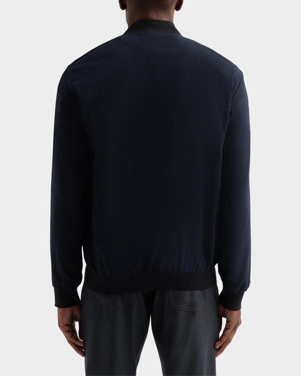 Kiton Blue Cotton Jersey Zip-Front Jacket for men