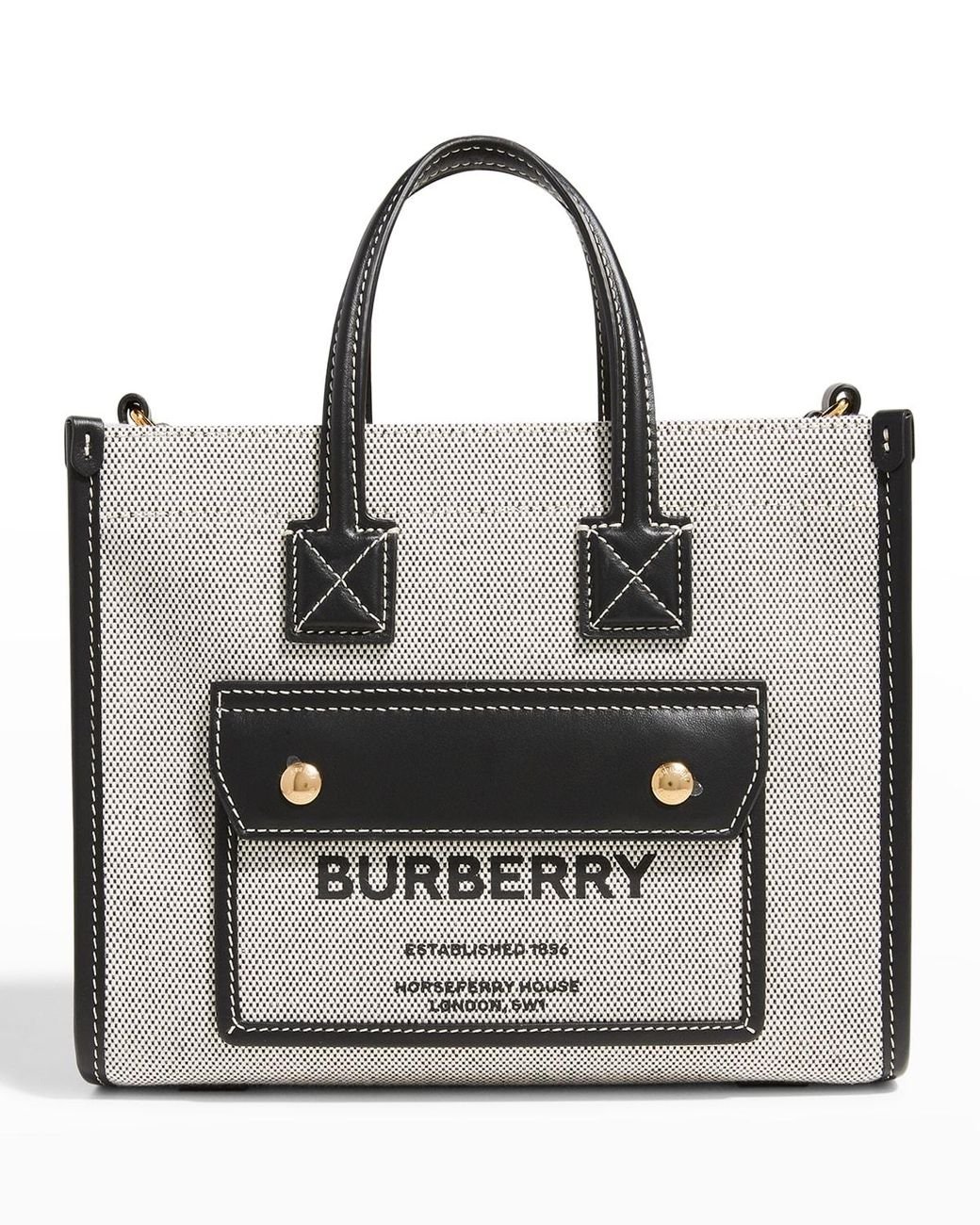 Burberry Freya Canvas & Leather Tote Bag in Black Lyst