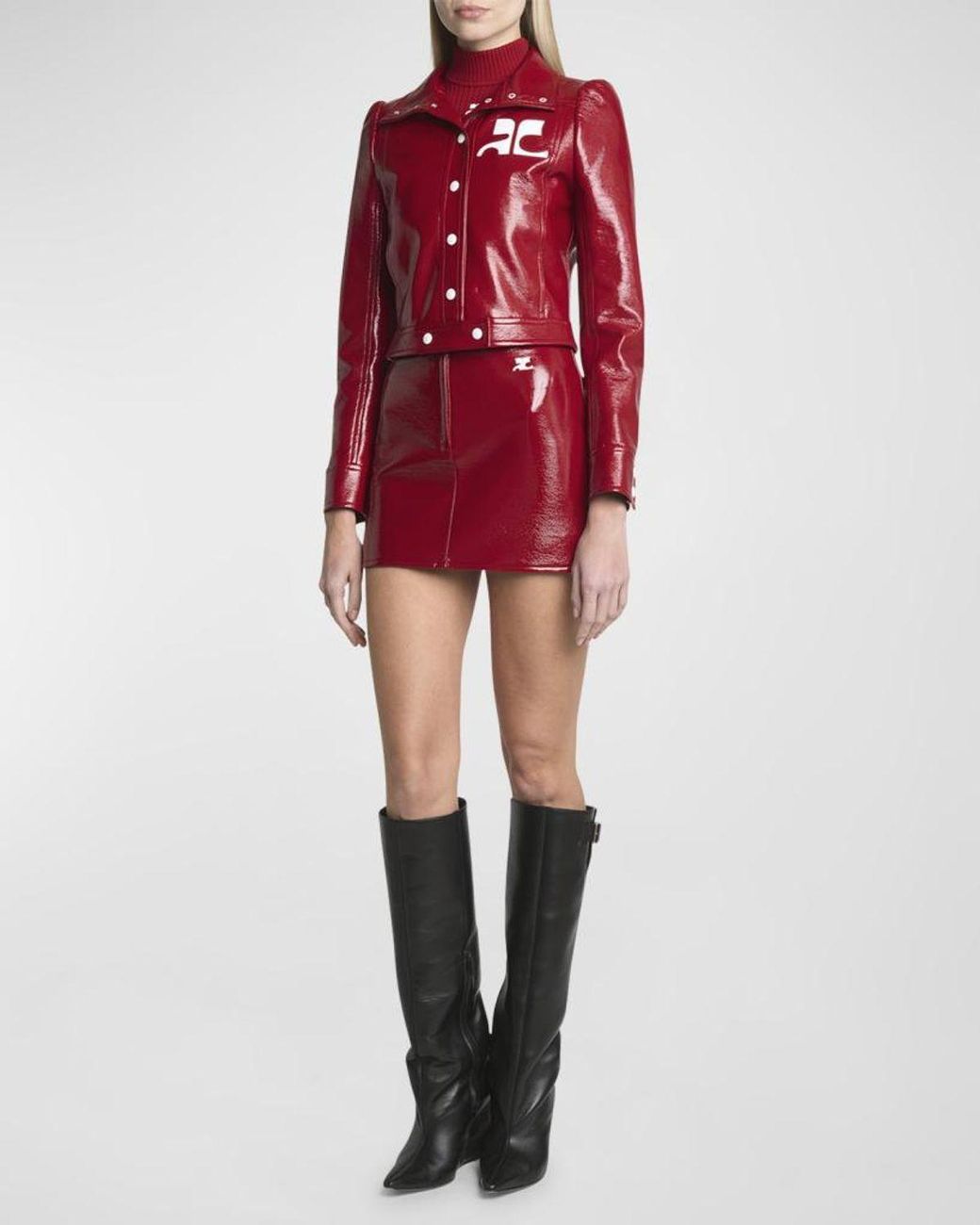 Courreges Textured Vinyl Crop Jacket