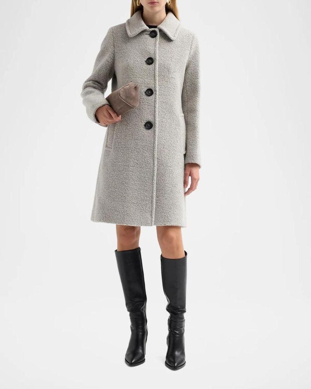 Cinzia Rocca Icons Bouclé Wool-Blend Coat in Gray | Lyst