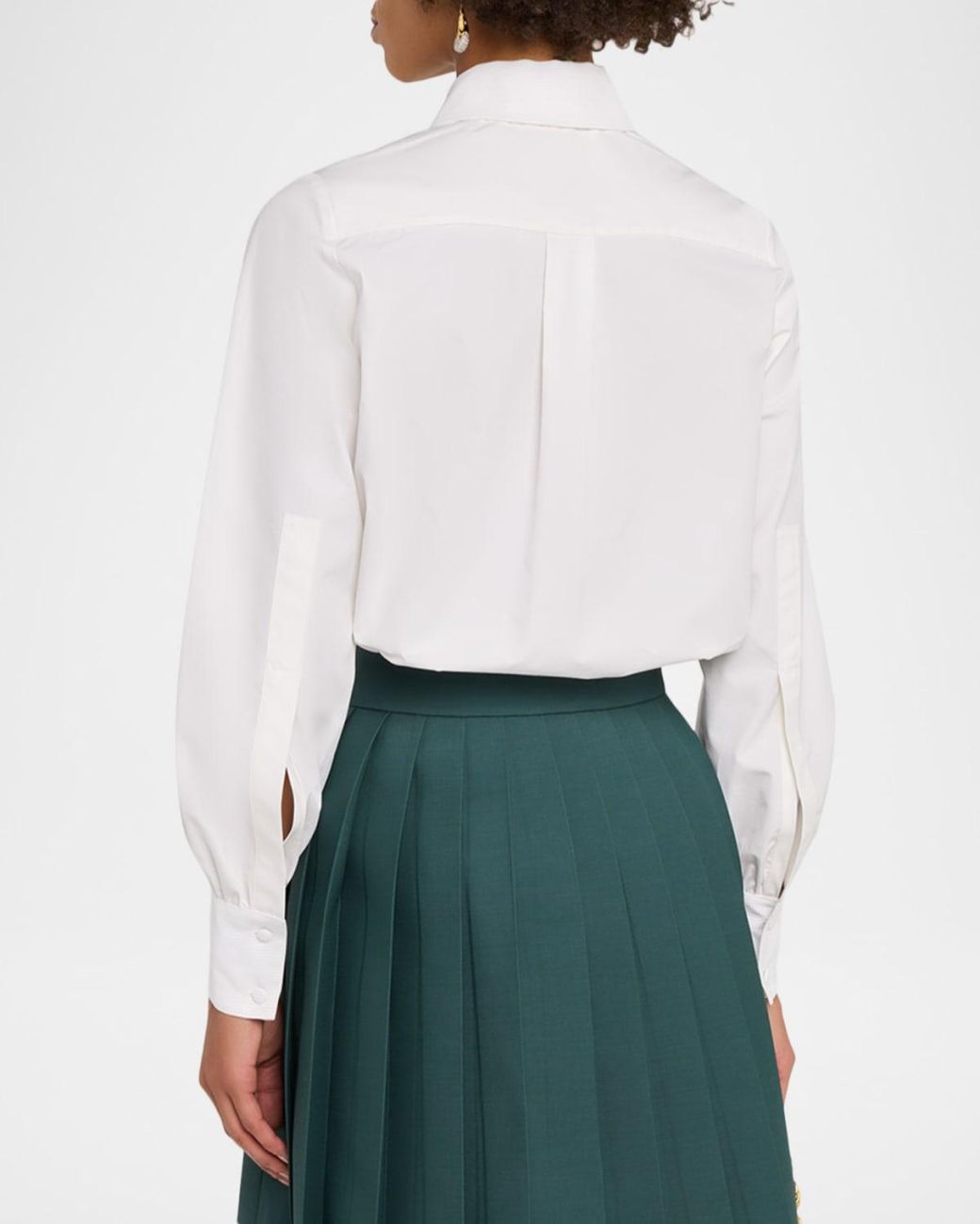 Dice Kayek White Bib-Front Cotton Poplin Button-Front Shirt