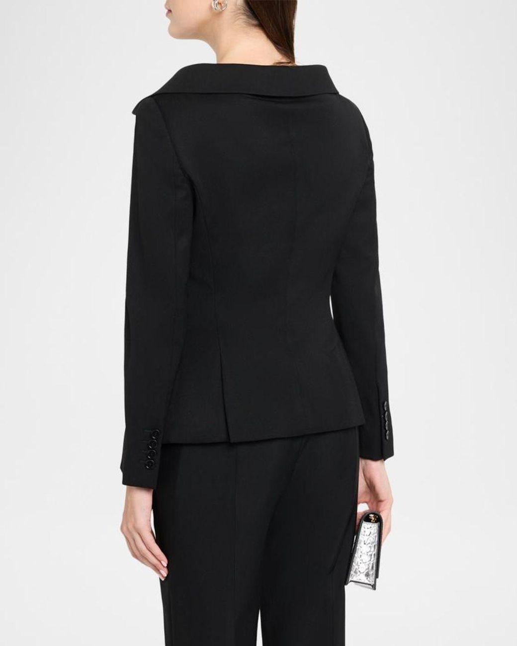 McQueen Black Off-The-Shoulder Single-Breasted Jacket