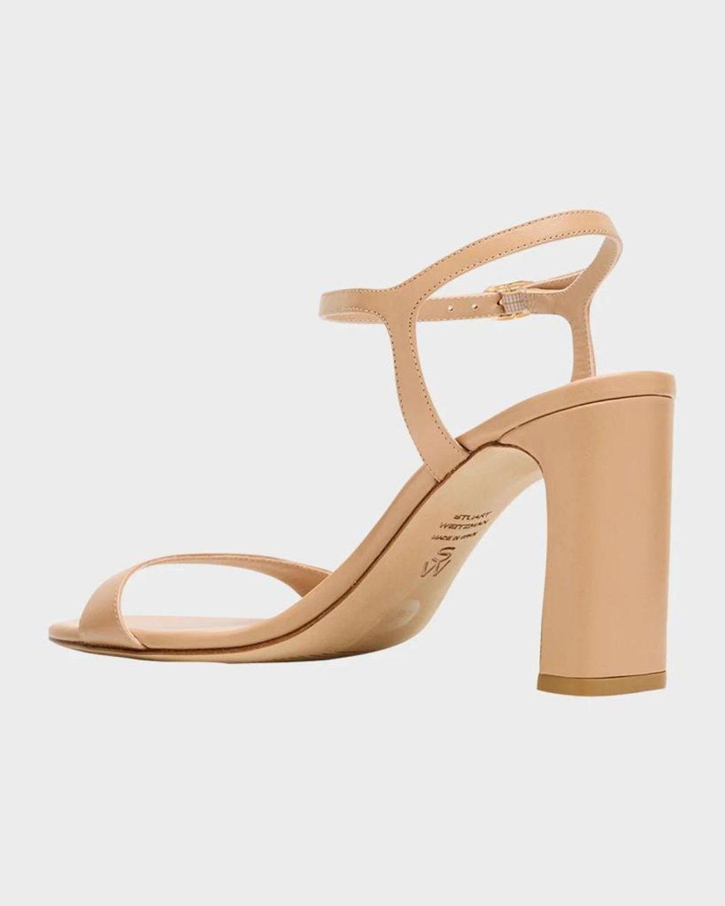 Stuart Weitzman White Babette Leather Ankle-Strap Sandals