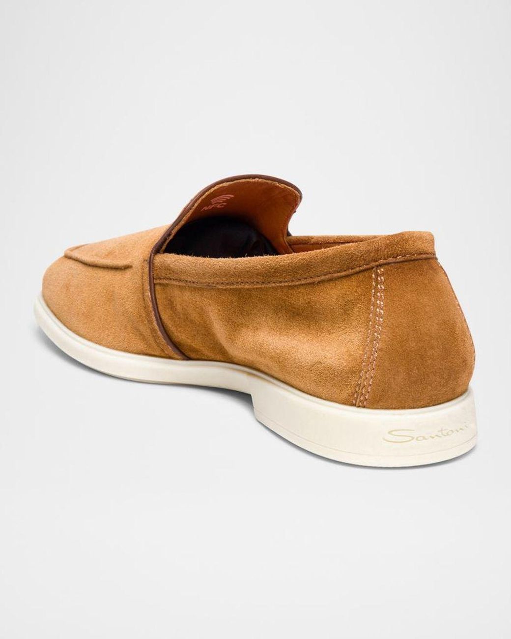 Santoni White Malibu Suede Loafers for men