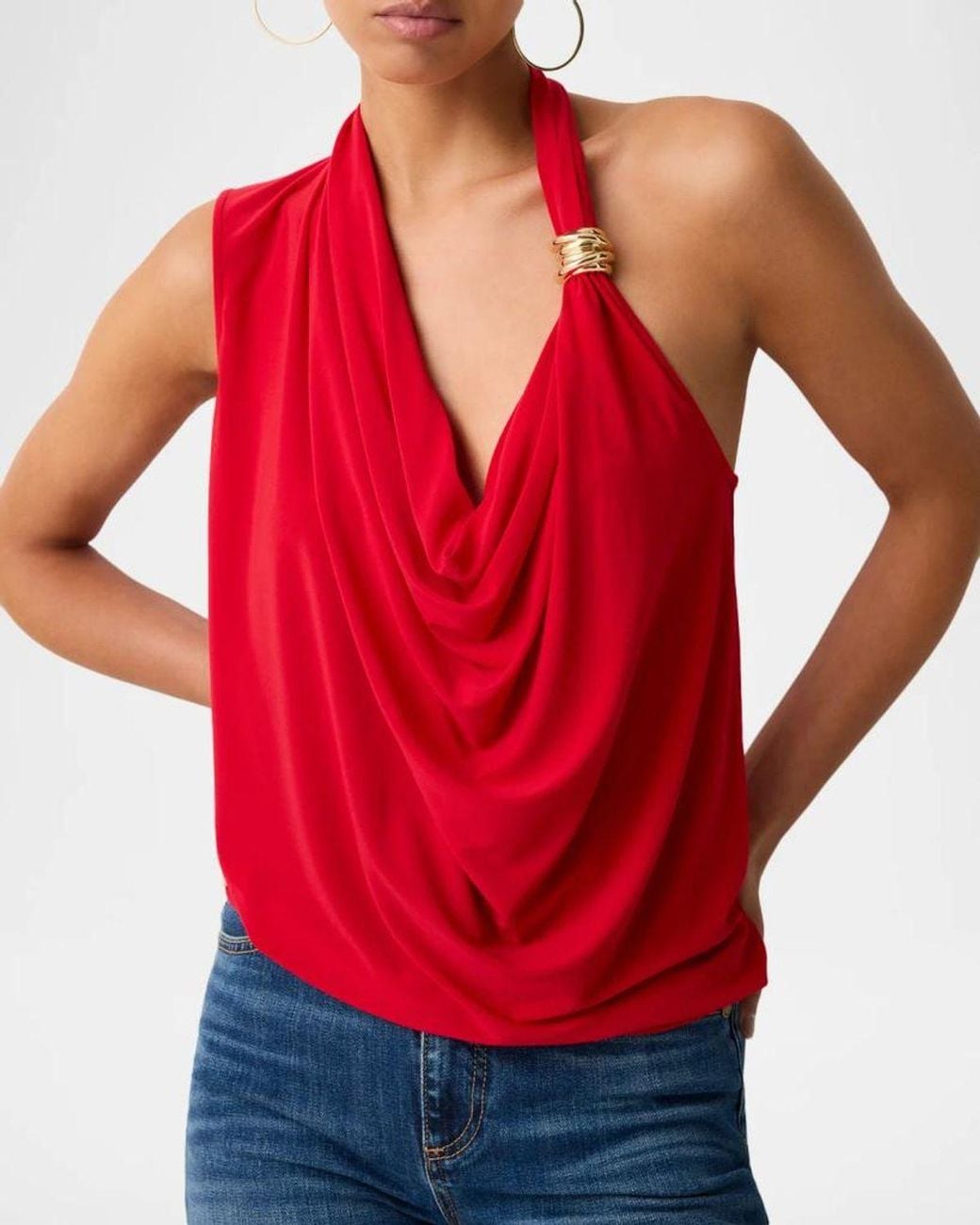 Ramy Brook Aleah Cowl-Neck Top in Red | Lyst