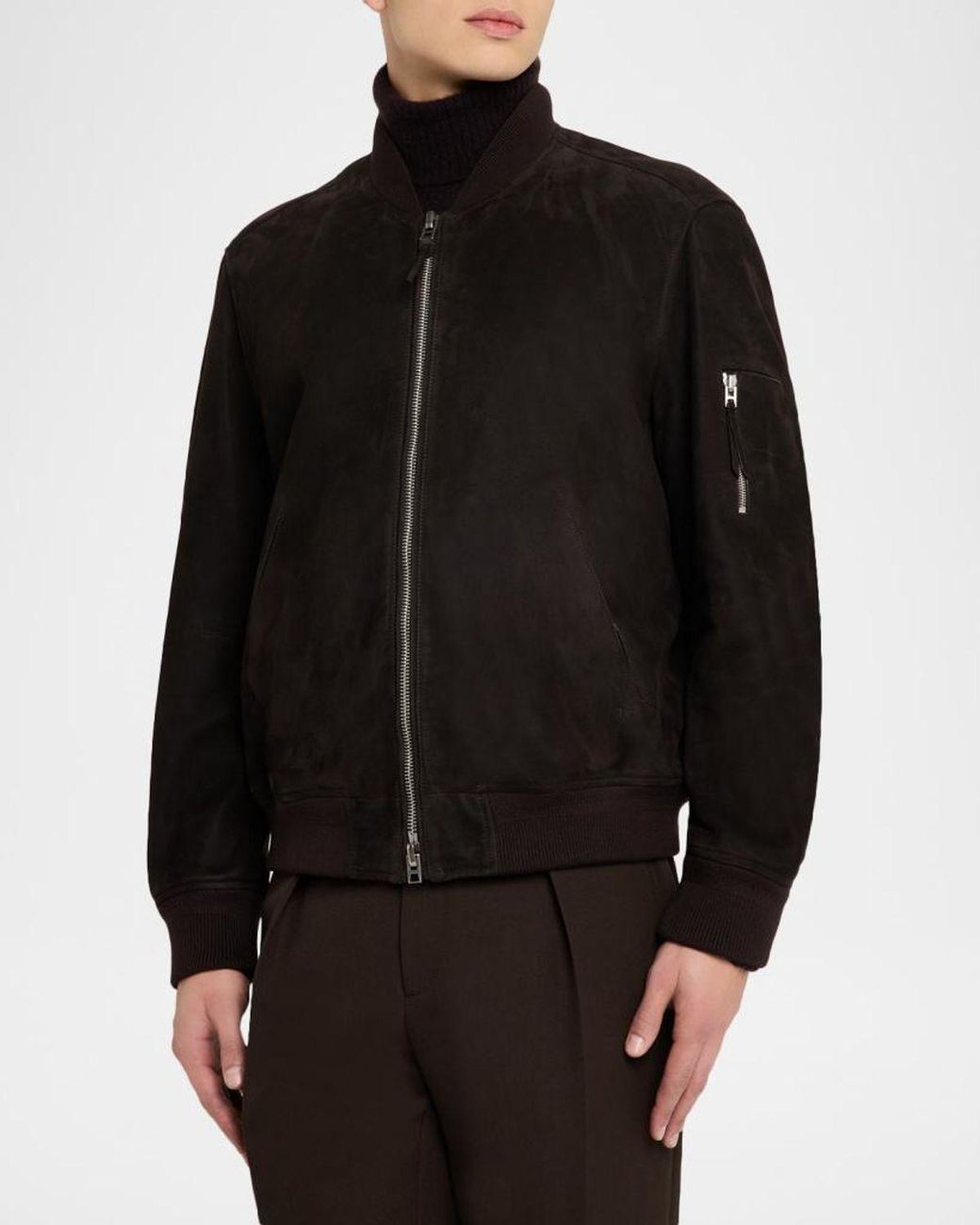 Tom Ford Black Apos;S Suede Lambskin Bomber Jacket for men