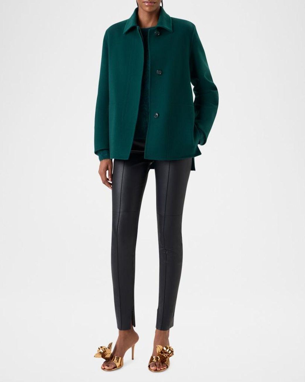 Akris Green Laars Cashmere Long Jacket