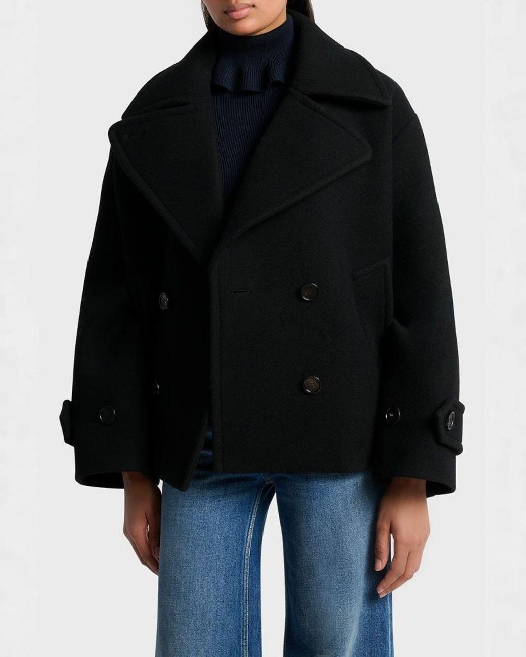 Chloé Black Double-Breasted Wool Peacoat