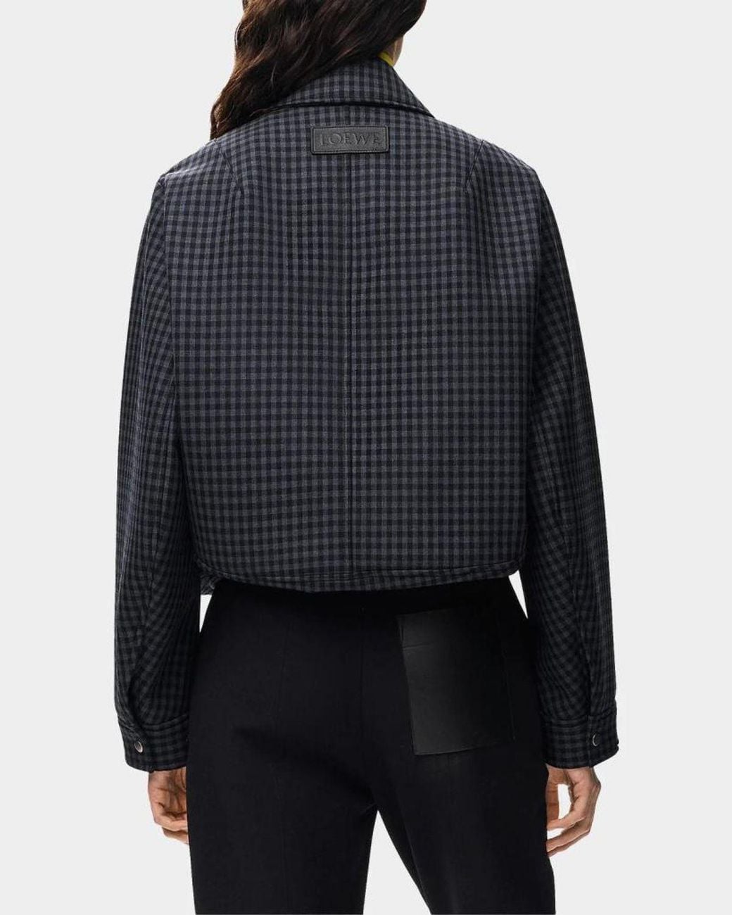 Loewe Blue Check Wool-Blend Drawstring Balloon Jacket