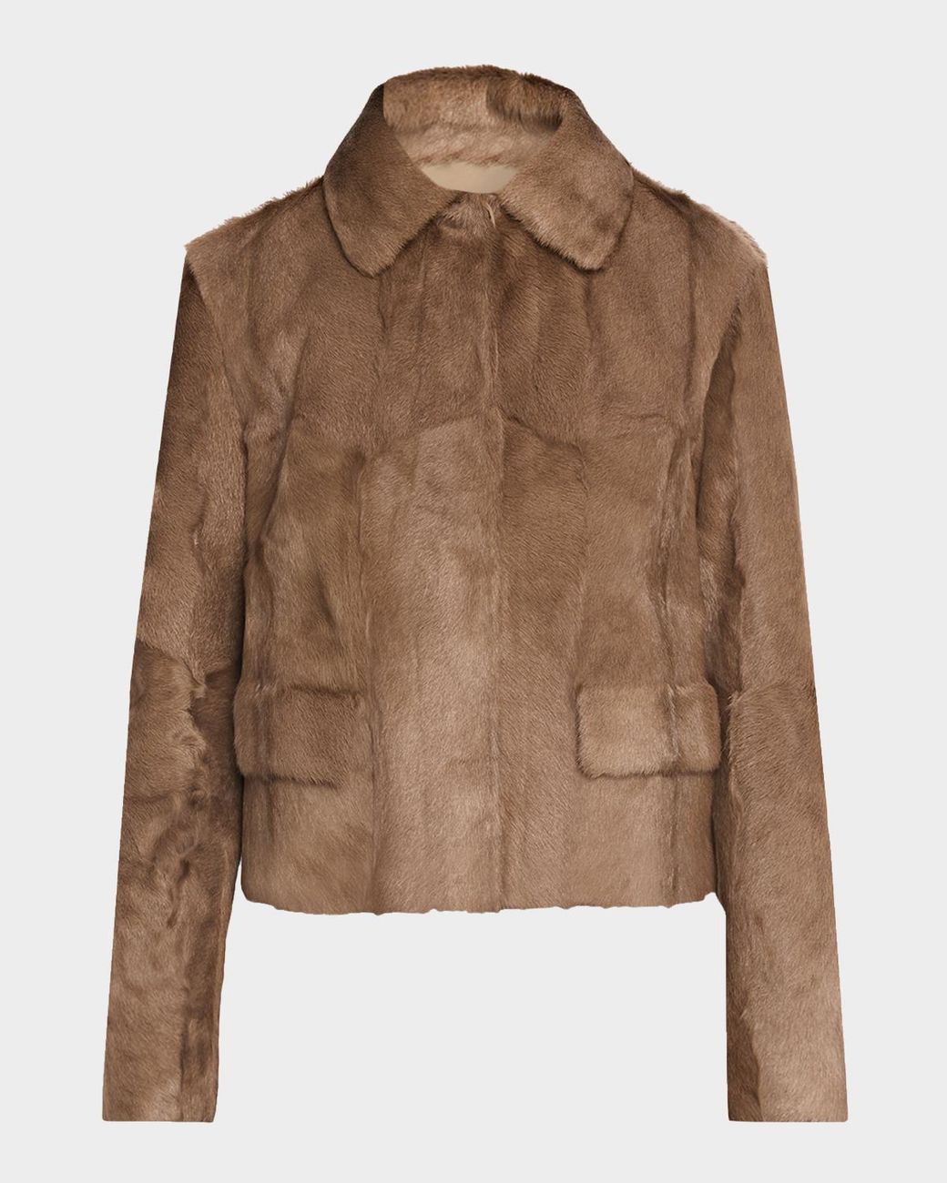 Brunello Cucinelli Brown Capretta Goat Shearling Single-Breasted Jacket