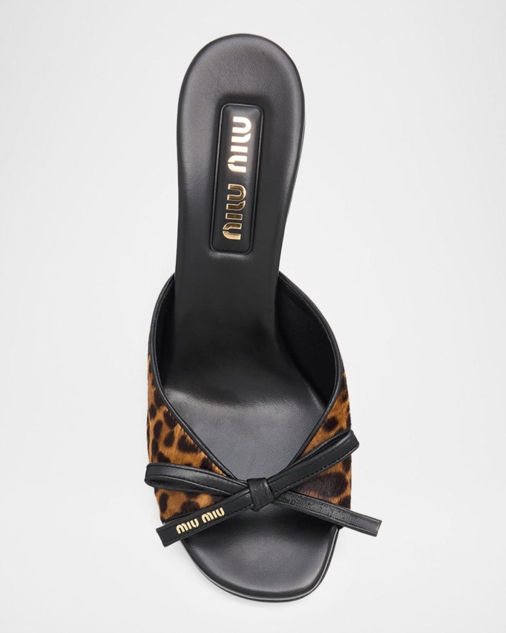 Miu Miu Brown 80Mm Leopard Calf Hair Mule Sandals