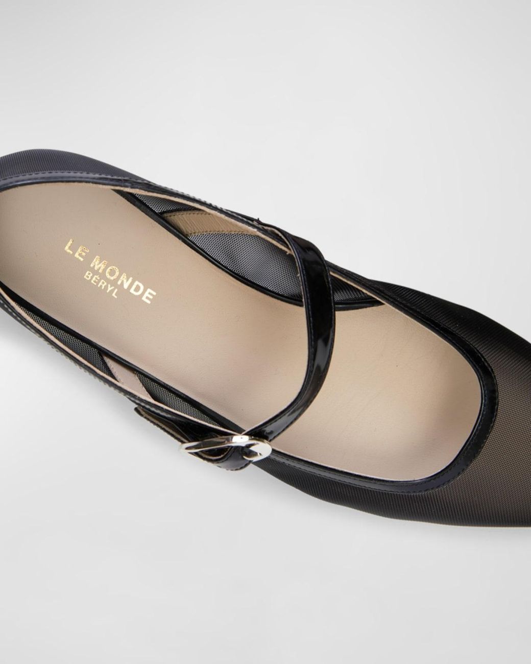 Le Monde Beryl Mesh Mary Jane Ballerina Flats in Black | Lyst