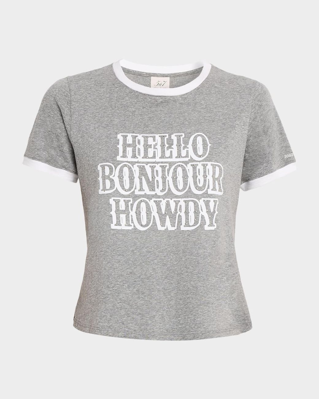 Stavi Hello Ringer Cinq À Sept Studded Hello Bonjour Howdy Ringer Tee in Gray | Lyst
